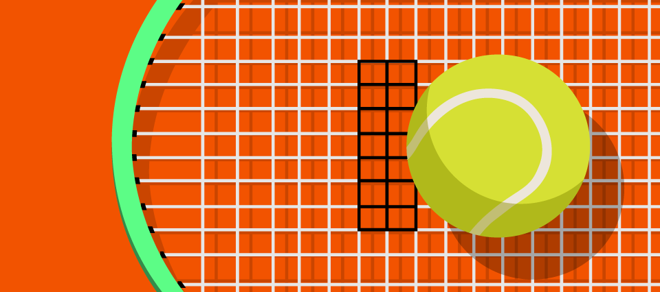 Tennis betting with 10bet. Tennis racket with the 10bet logo branded in the middle using a tennis ball for the number zero.