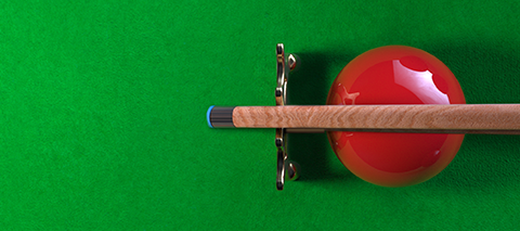 Live snooker betting with 10bet. A snooker cue over a red snooker ball aligning to a styalized 10bet logo.