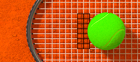 Tennis betting with 10bet. Tennis racket with the 10bet logo branded in the middle using a tennis ball for the number zero.